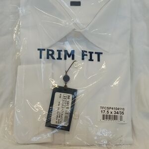 David Donahue White Trim Fit Dress Shirt